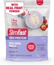 SlimFast High Protein Smoothie Mix Plus Fruit Powder, High Protein Meal Replacement Powder, Fiber, Vitamin C, 21 Servierungen, 1,29 Pfund, Triple Berry Vanilla (Packaging May Vary)