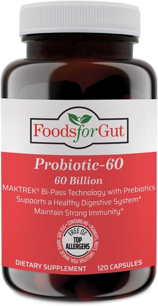 Aliments pour Gut Probiotic Capsules 60 Million de Cfu's