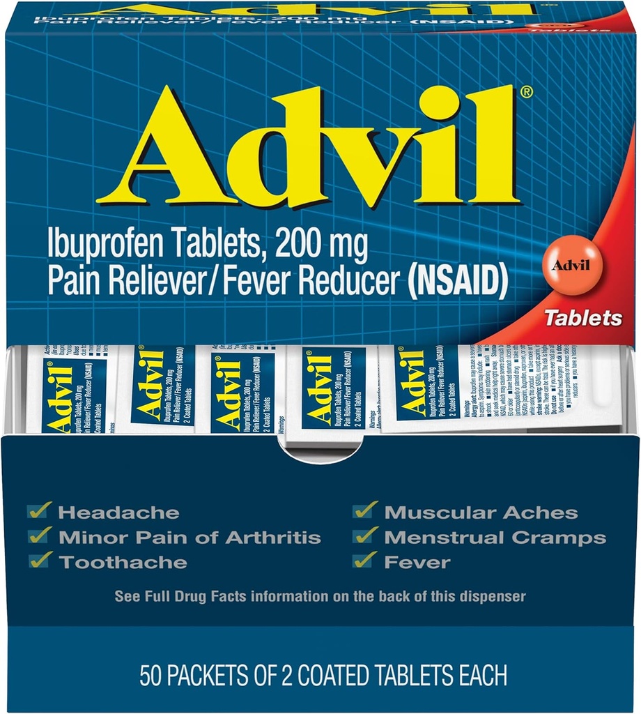 Advil Ibuprofen, 200mg, 2 Count (Pack von 50)
