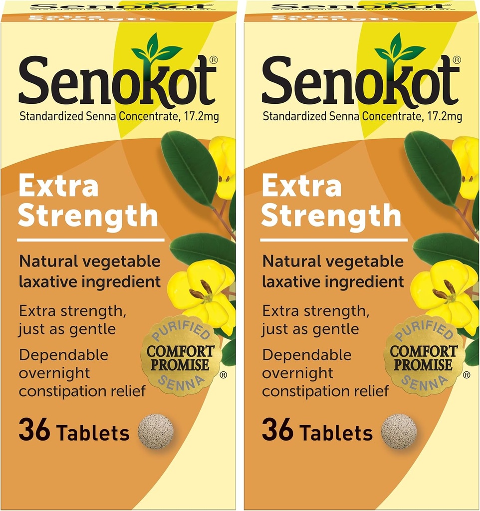 Senokot Extra Kraft Natürliche Gemüse Laxative für Gentle Overnight Relief Belegung, 36 Count (Pack von 2)