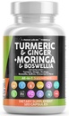 Saubere Nutraceuticals Turmeric Moringa Ergänzung | Ginger Boswellia Saffron - Ergänzung für Frauen und Männer mit Ceylon Cinnamon, Tart Cherry, Quercetin Knoblauch Nettle Holy Basil - 1Pack