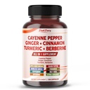Cayenne Pepper Ginger Turmeric Berberine - Digestion, Gut Heath Support - Fabriqué aux États-Unis