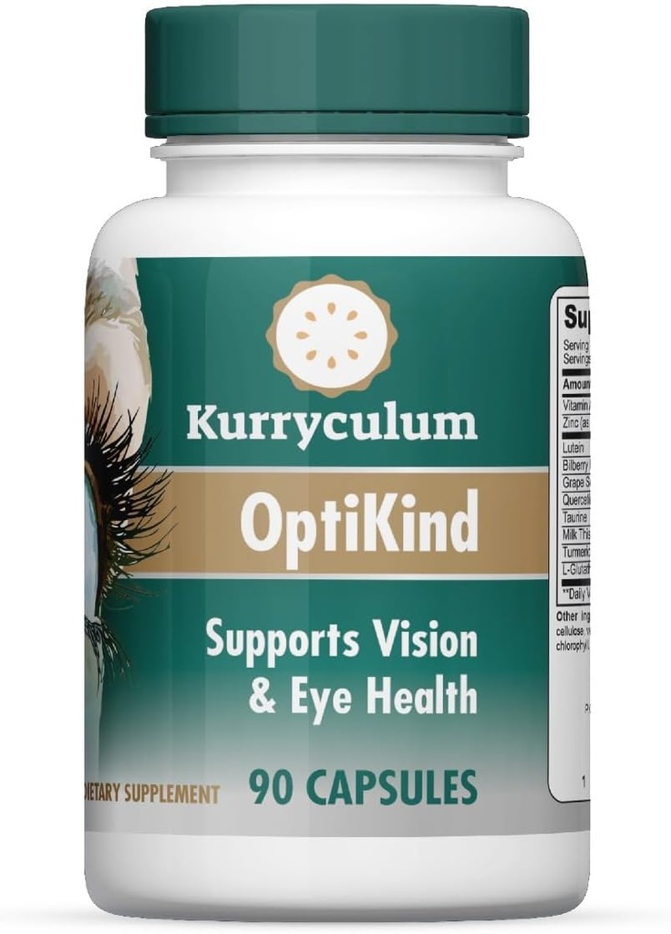 OptiKind Vision Unterstützung Augen Vitamine, 90 Kapseln, Augengesundheit Formel mit Lutein für Augen und Glutathion