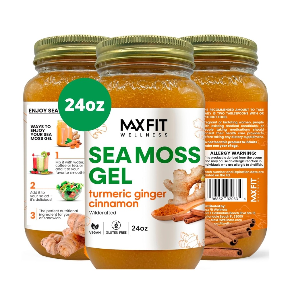 Gel crudo del mare di Moss (12 aromi) 24oz Wildсrafted Gold Sea Moss Gel da Saint Lucia | 92 vitamine e minerali | Pure Raw+Non-GMO | Superfood Vegan