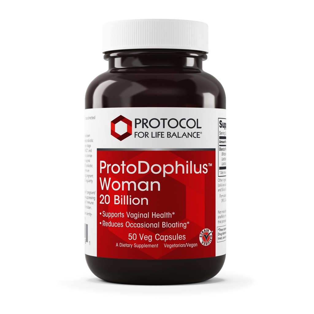 PROTOKOLL FÜR LIFE BALANCE Proto Dophilus Frau - 20 Billion - Probiotika für Gutgesundheit - Unterstützung Vaginal Health & Bloating Relief - Vegan & Kosher - 50 Veg Kapseln