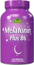 ALFA VITAMINS Melatonin Plus B-6 Supplemento con regolatore del ciclo di sonno 5MG - Salute cardiovascolare - Sistema immunitario - 60 capsule
