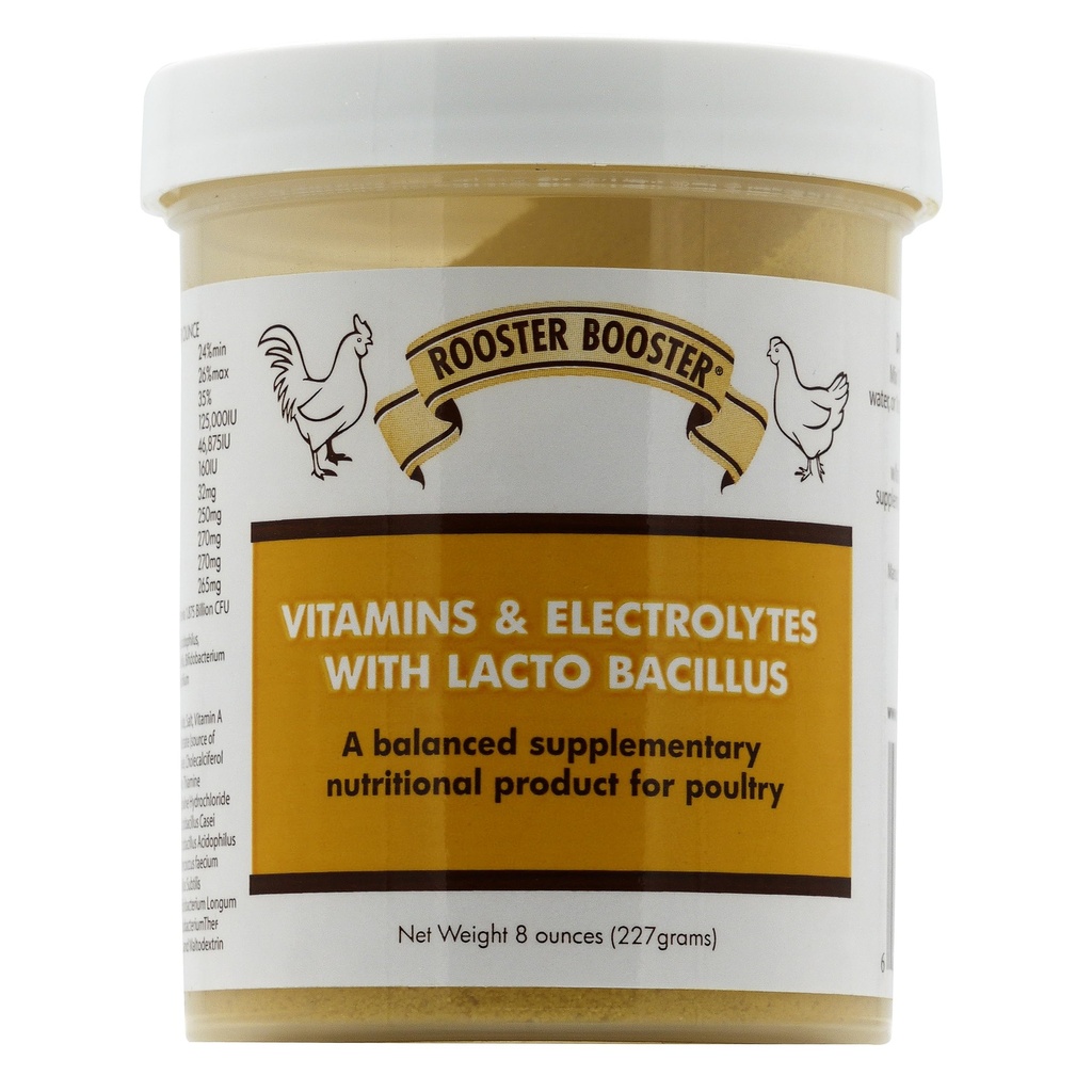 Rooster Booster Vitamines et électrolytes avec Lactobacillus, naturel, 8 oz.