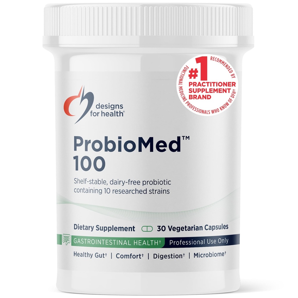 Conceptions pour la santé ProbioMed 100 - Probiotiques pour la santé digestive - 10 souches avec Lactobacillus Acidophilus Probiotique + Lactobacillus Rhamnosus - Gut Health + Supplément de soutien immunitaire (30 capsules)