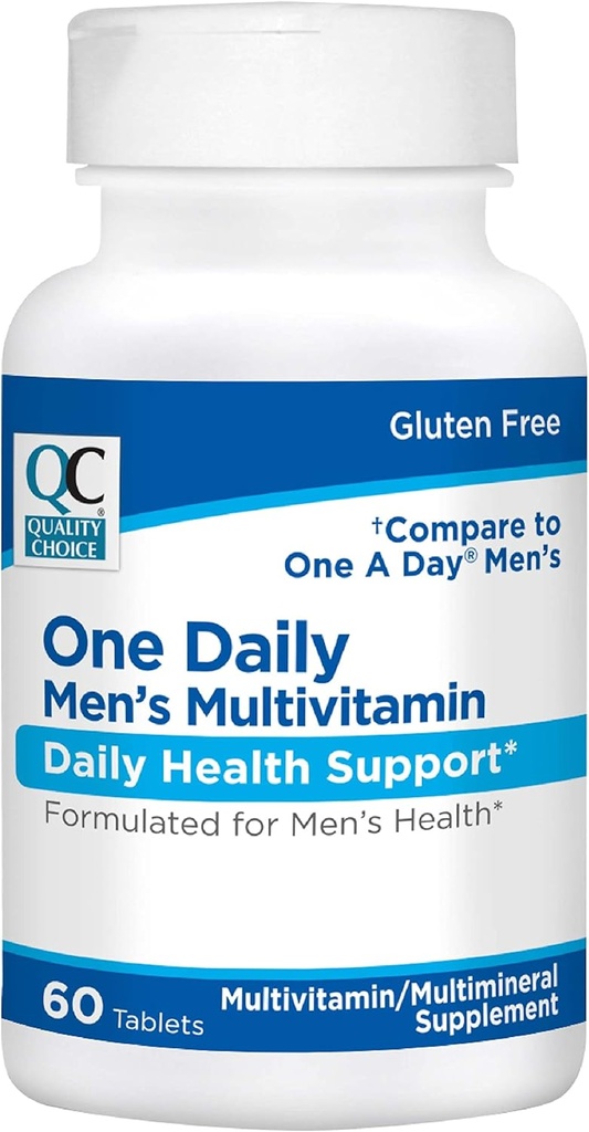 Qualität Wahl Mens One Daily Multivitamin mit Vitaminen A C D E B (1, 2, & 6) und Mineralergänzungen in 60 Zähler Flaschen