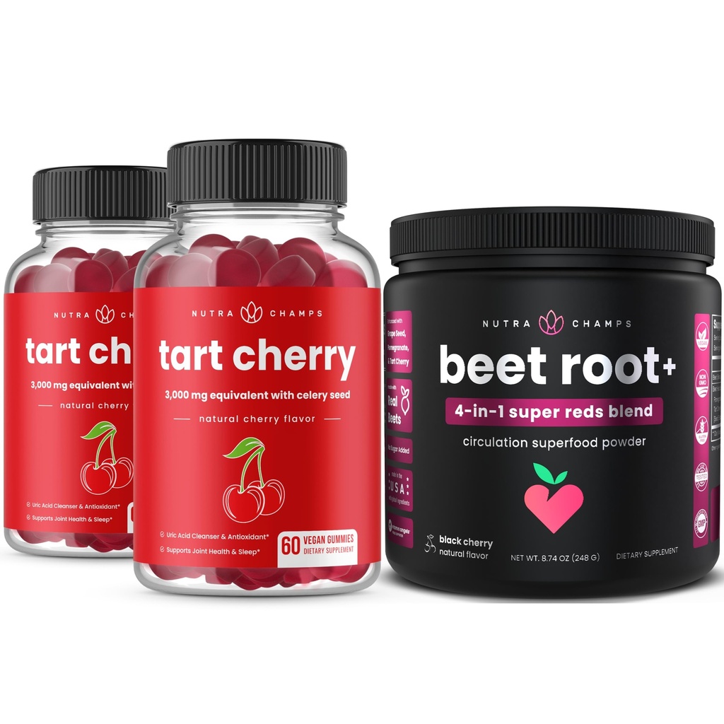 NutraChamps Tart Cherry (2 Pack) et poudre de racines de betteraves