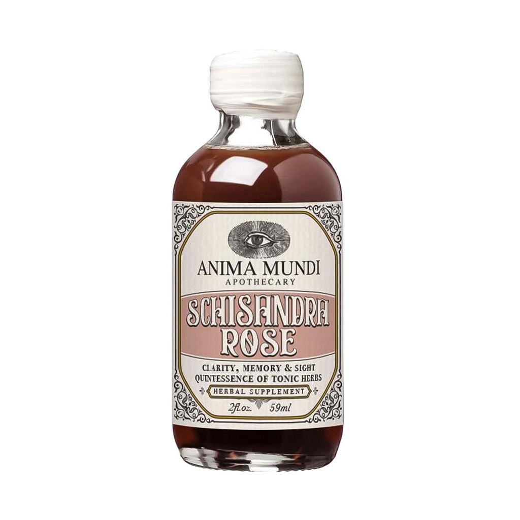 Anima Mundi Apothecary Schisandra Rose Elixir - Liquid Schisandra Berry Adaptogen Supplemento con petali di rosa Wildcrafted per il supporto del fegato e del rene - Anima Mundi Beauty Supplements (2oz / 59ml)