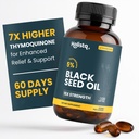 Holistiq Black Seed Oil Organic Cold Pressed Capsule | 5% Thymoquinone | Non-GMO & Vegan | Nigella Sativa Black Cumin Seed Oil, Omega 3 6 9 Adult Immunity Support - 120 Softgels, 2 mesi di fornitura