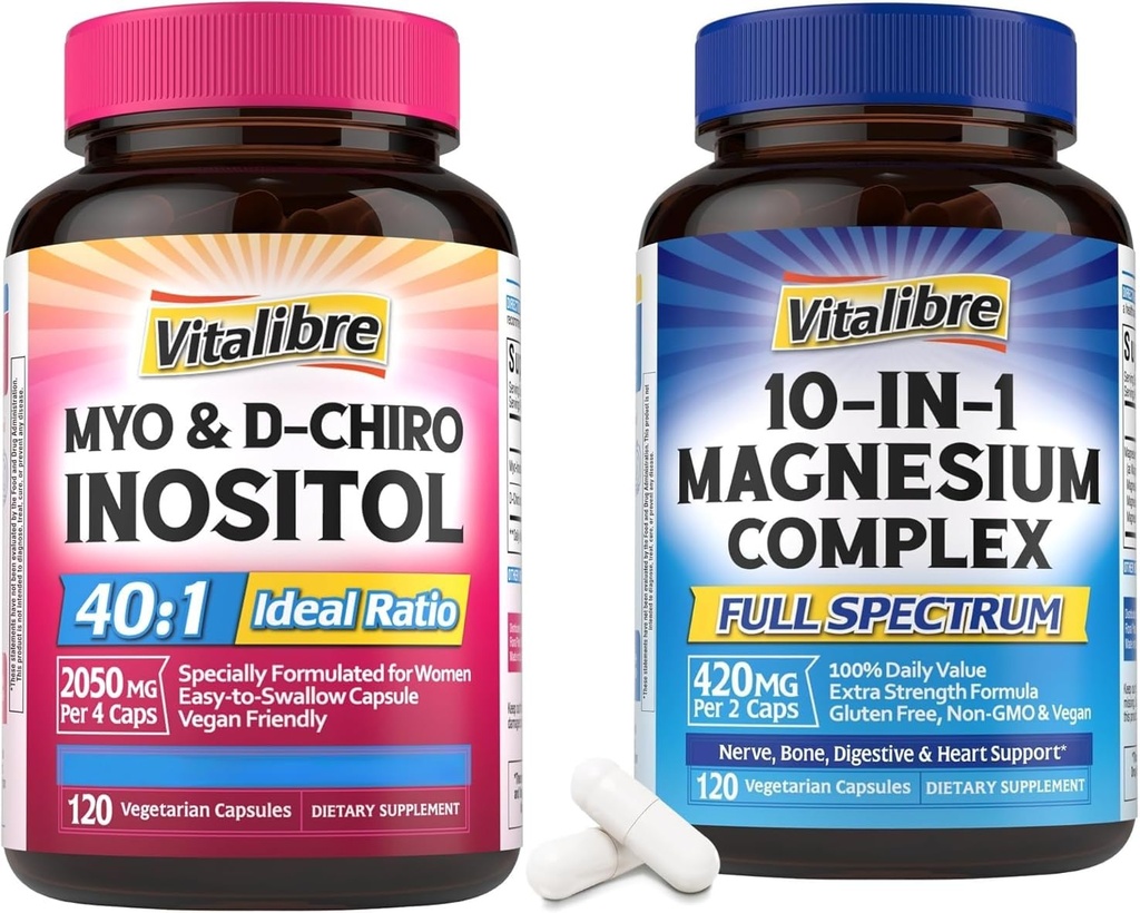 Integratore inositolo 120 capsule & 10 in 1 Magnesio Complesso 120 capsule