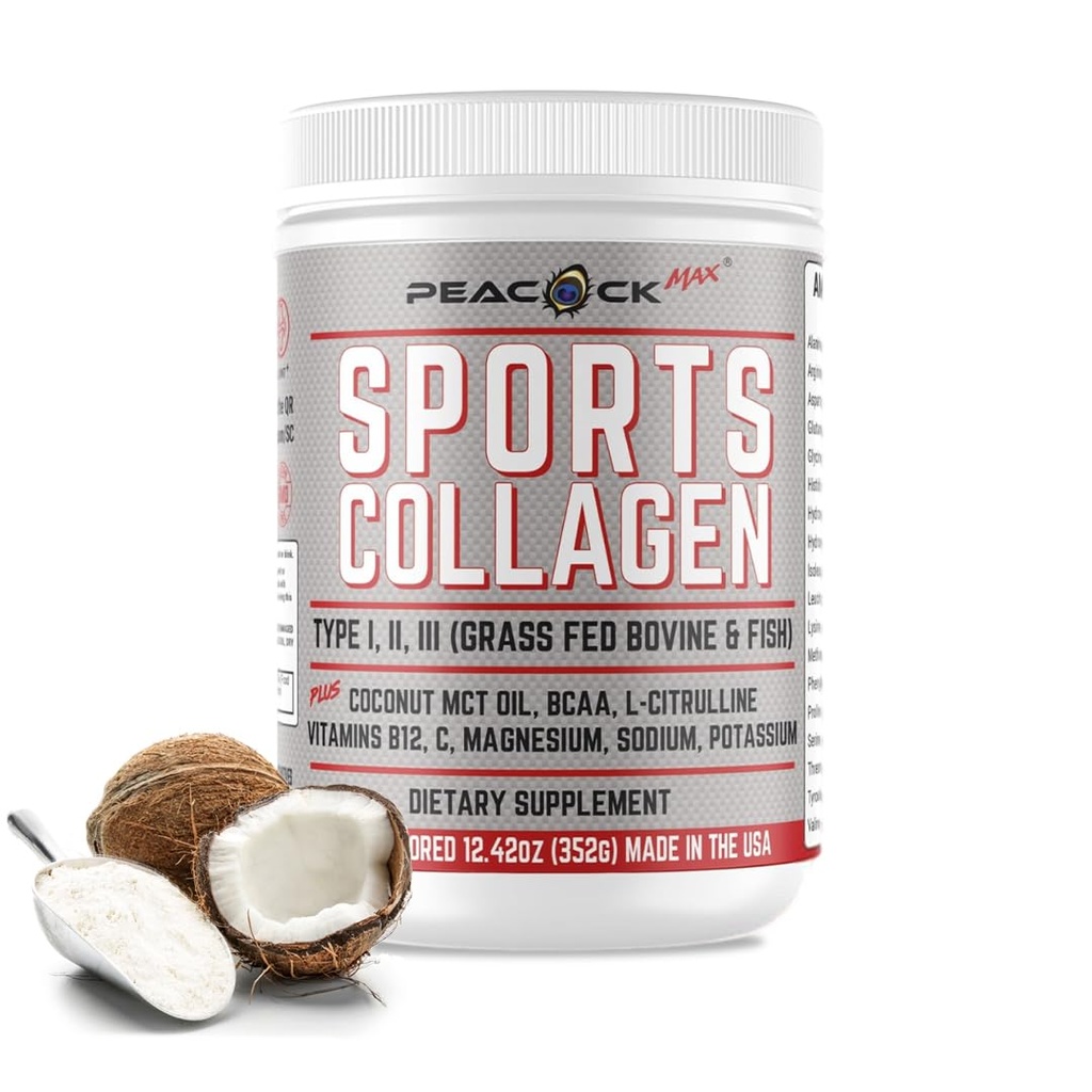 Poudre d'électrolytes de collagène de sport, 12,42 oz - Poudre de protéines non aromatisées avec BCAA, Magnésium