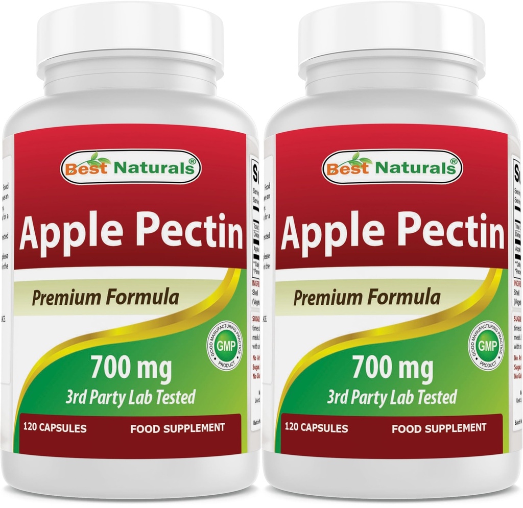 Meilleurs naturels Pectine de pomme 700 mg - Fibre alimentaire - Soutien intestinal - 120 Capsules (120 Compte (paquet de 2))