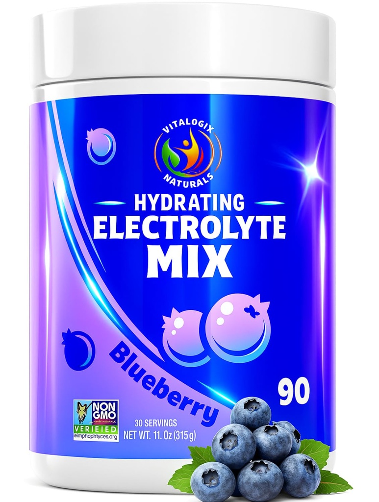 Blueberry Hydration Powder – Zero Sugar Electrolyte Drink Mix | 90 Servierungen | Keto, Vegan, Glutenfrei | Natürliche Elektrolyte für Muskelrückgewinnung, Energie, Cramp Relief | für Frauen, Läufer