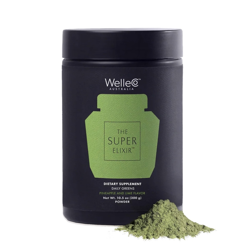 WelleCo The Super Elixir Daily Greens Powder, Probiotic Drink Mix with Whole Foods, Gluten Free, Vegan Gut Health Powder, Energy, Immunity, Healthy Skin, Hair & Nails (Jar, Pineapple & Lime Jar)