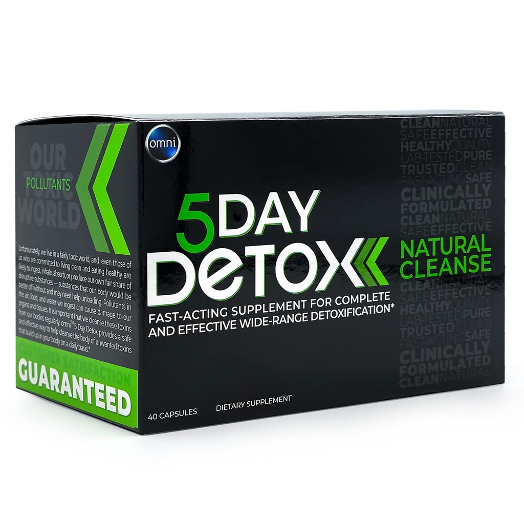 Wellgenix Omni 5 Day Detox Cleanse - Premium Natural Body Detox Supplement, 40 Capsule per la rimozione della tossina, Total Body Purge, Supporta il fegato sano, reni, tratto urinario, e sistema digestivo