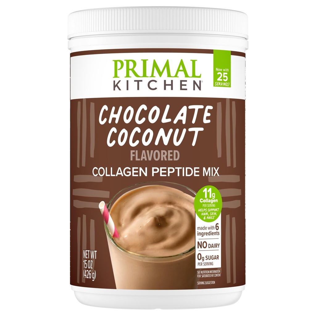Primal Küche Schokolade Collagen Fuel® Drink Mix, Schokolade Kokosnuss Collagen Peptide, keine Milch oder künstliche Süßungsmittel, 15 Unzen