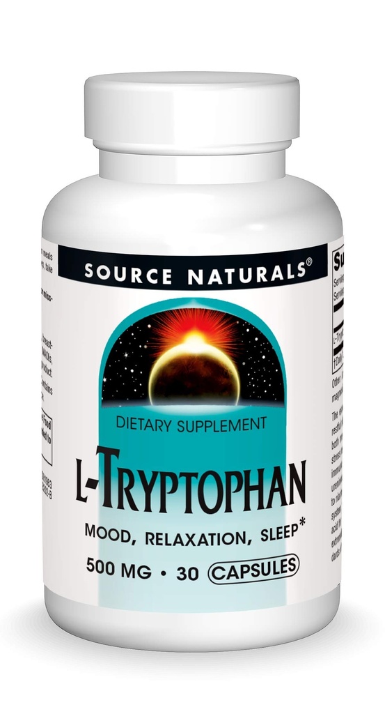 Source Naturals L-Tryptophane, pour l'humeur, la relaxation et le sommeil*, 500mg - 30 Capsules