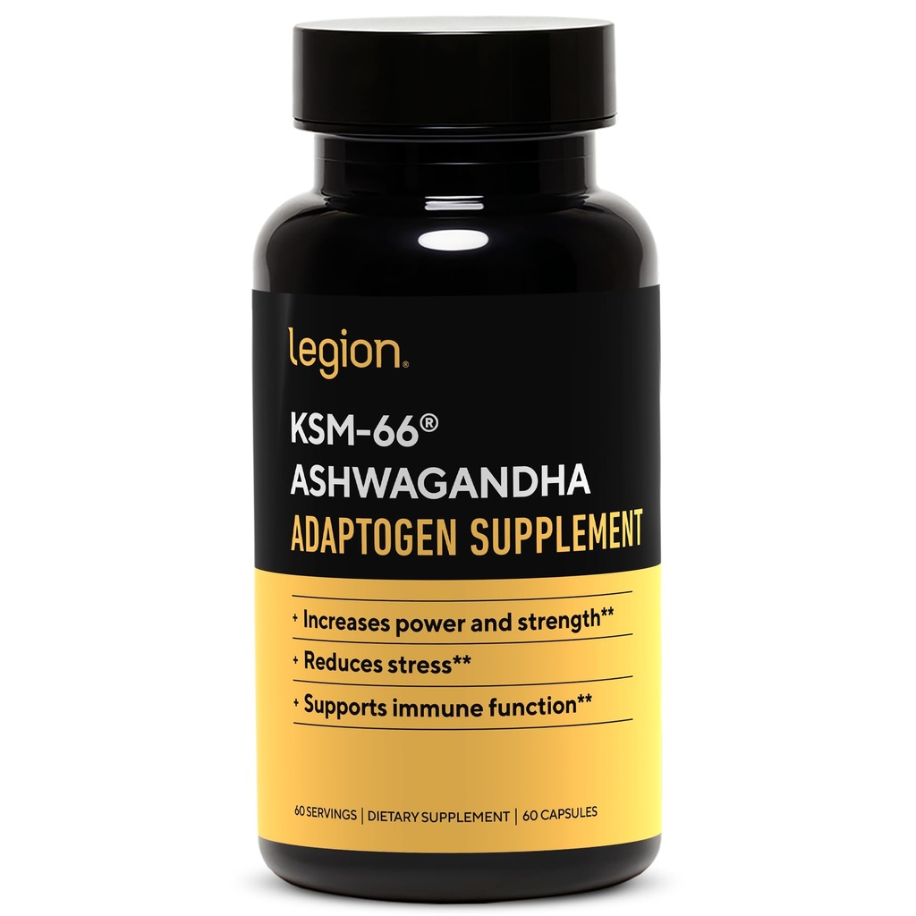 LÉGION KSM-66® Extrait de racine d'Ashwagandha - Supplément de poudre de racine d'Ashwagandha pour améliorer votre humeur, votre sommeil et votre performance athlétique - Extra Strength Extrait de racine d'Ashwagandha (60 portions)