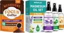 Bundle di spruzzo dell'olio di caffè &amp; magnesio: 12 in 1 Caffè con Ashwagandha per messa a fuoco e immunità + 3 confezioni Spray di magnesio puro per il rilassamento, sonno e sollievo muscolare - 40 Servings