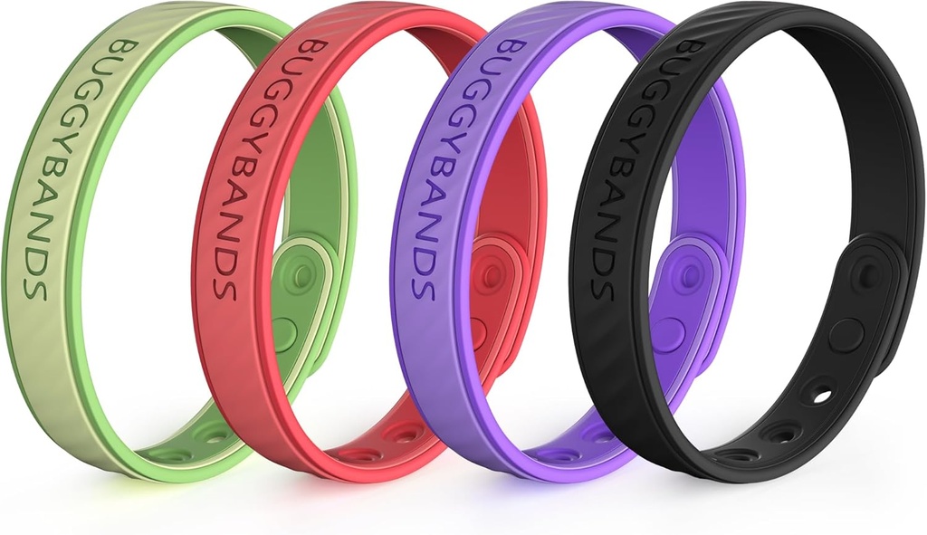Moskito Repellent Armbänder, 4 Pack Silikon Moskito Repellent Bands mit DEET Freie, natürliche und wasserdichte Bug-Armbänder für Kinder und Erwachsene, Outdoor-Reiseschutz (Black&Red&Purple&Green)