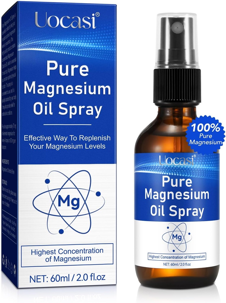 Olio di Magnesio per i piedi, Pure Magnesium Spray, Nourish The Skin, Pores Unclog, Perdita di capelli Alleviati, 2 Oz
