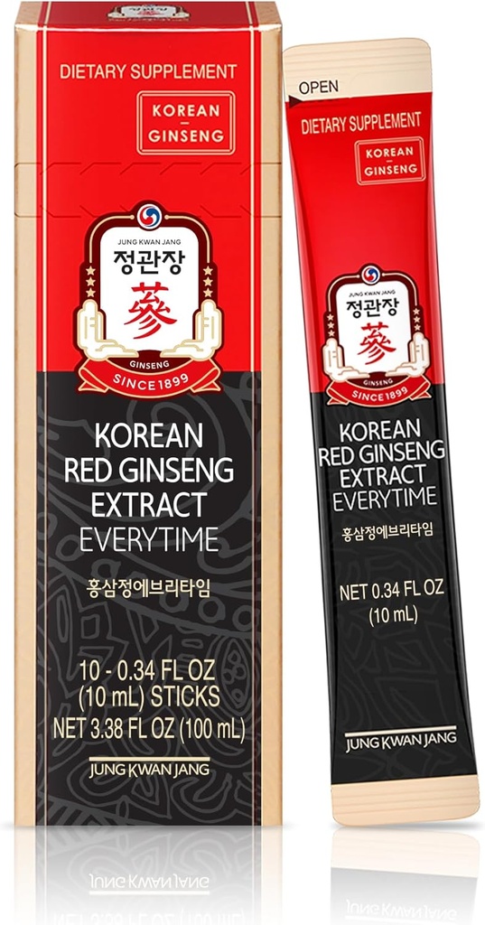 Jung Kwan Jang Extrait de ginseng rouge coréen à chaque fois 3000mg de sucre sans supplément d'énergie, thé de ginseng, supplément de ginseng, aliments coréens