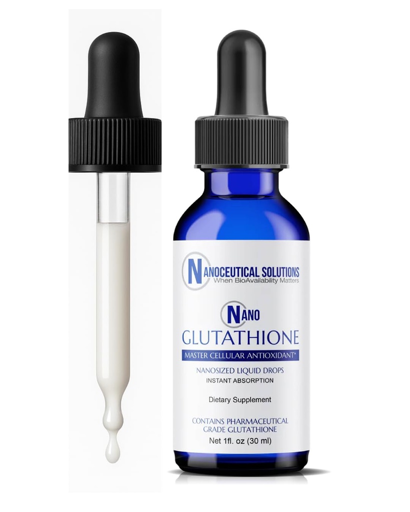 Nano Glutathione Tropfen von Nanoceutical Solutions, Pharmazeutische Grad Flüssigergänzung, Ultra-Effiziente Absorption, Bis zu 8 mal höher als Glutathion Kapseln | 30 Portionen