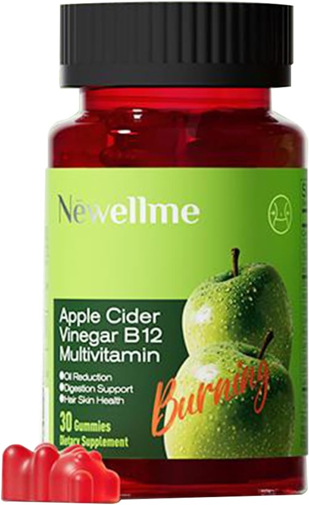 MONTUE Aceto di sidro di mele Gummies B12 Multivitamin,ACV Supplemento di vitamine del gommoso, Non OGM, Integratore vegetariano per le donne e gli uomini, Sostenere i livelli di energia normale & Gummies Salute Gut (30 Gummies)