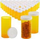 50-Pack Pill Bottiglie Vuoto con Caps - 13 Pillole Dram Plastic Medicine Bottiglie - Vials di plastica - Contenitori per Prescrizione Medica, Vitamine & Integratori - Arancione