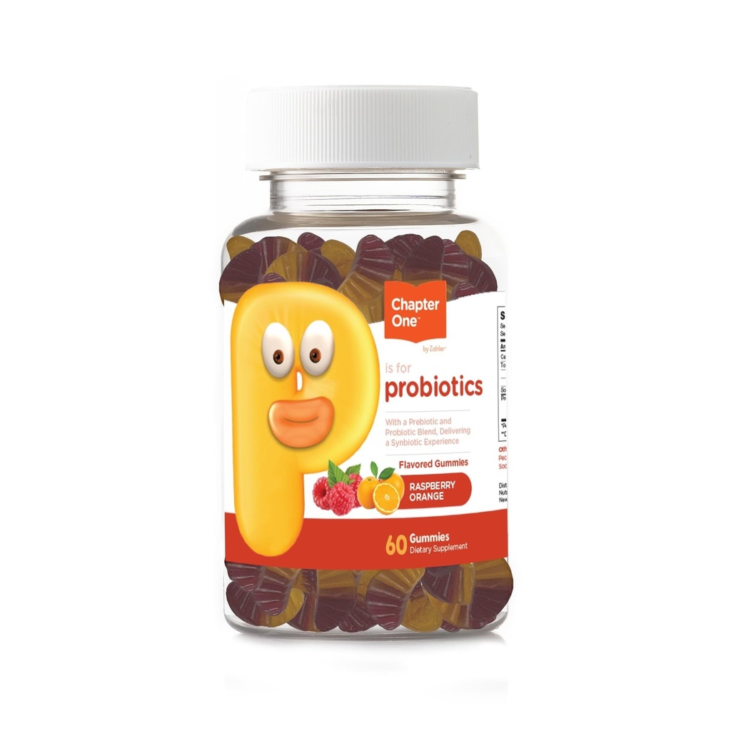 Zahler Chapitre Un Gommies Probiotiques pour Enfants - Probiotiques Gommies avec mélange prébiotique - Framboise Arôme Orange - Végétarien Kosher Probiotiques non OGM pour Enfants - Probiotique avec fibre (60 comte)