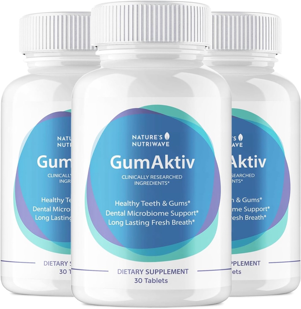 GumAktiv Oral Health Supplement – 3.5 miliardi di Probiotici, Supporta l'equilibrio orale naturale, Detergenti Mouth, Promuove genuini e denti, Non OGM, Gluten-Free | 30 compresse, 3 mesi di fornitura