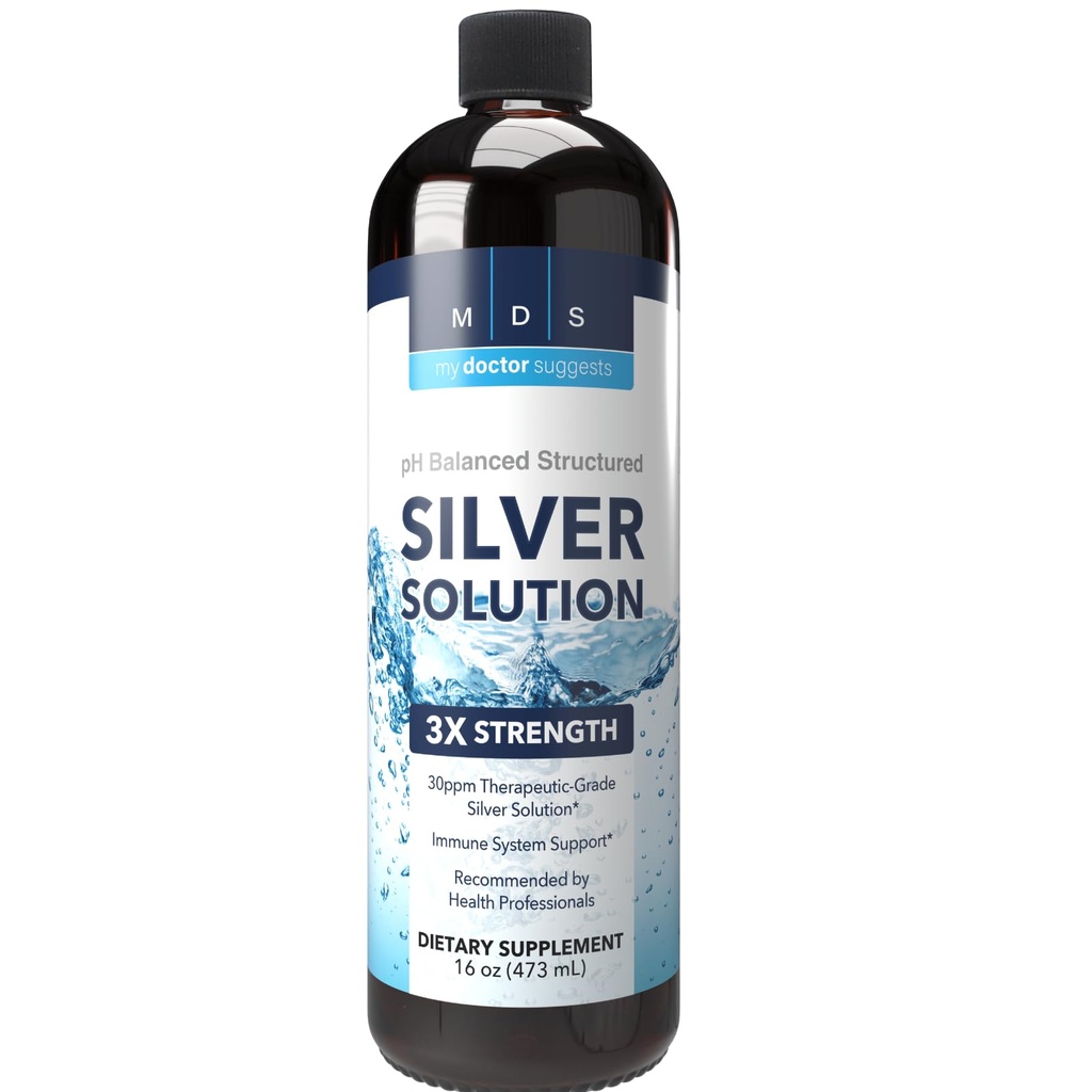 Supplemento liquido d'argento strutturato alcalino 30ppm - Immune e Gut Health Support - Supplementi minerali d'argento colloidale strutturati ad alta resistenza - Made in USA (16 oz)