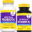 InnovixLabs Vitamin K2 & Probiotic Bundle Full Spectrum Vitamin K2 (90 Softgel Capsules) Multi-Strain Probiotic (60 Time-Release Capsule). Supporta Bones, Immune e Healthy Gut. *