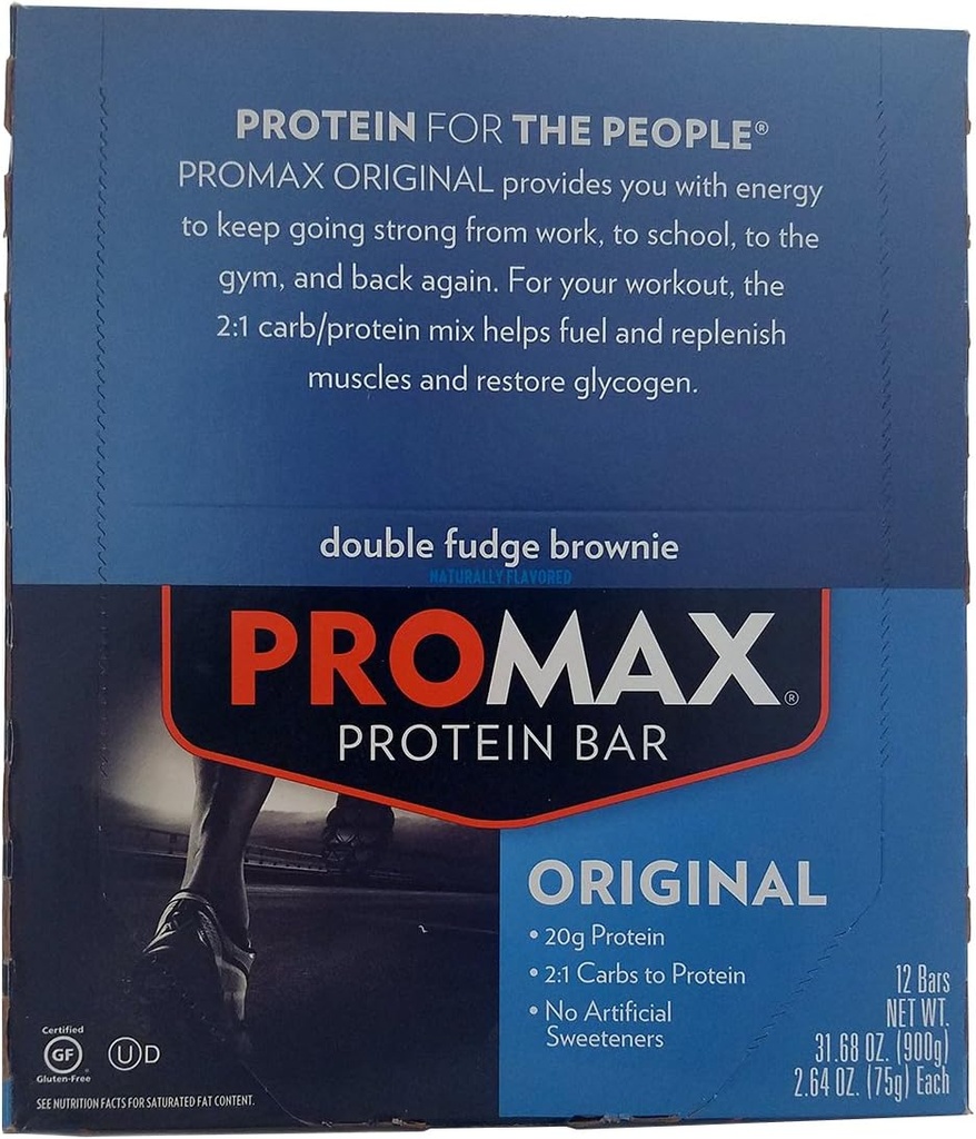 Promax Protein Bar Double Fudge Brownie - 12 - 2.64 Unze (75 g) Bars [31.68 Unze (900 g)]