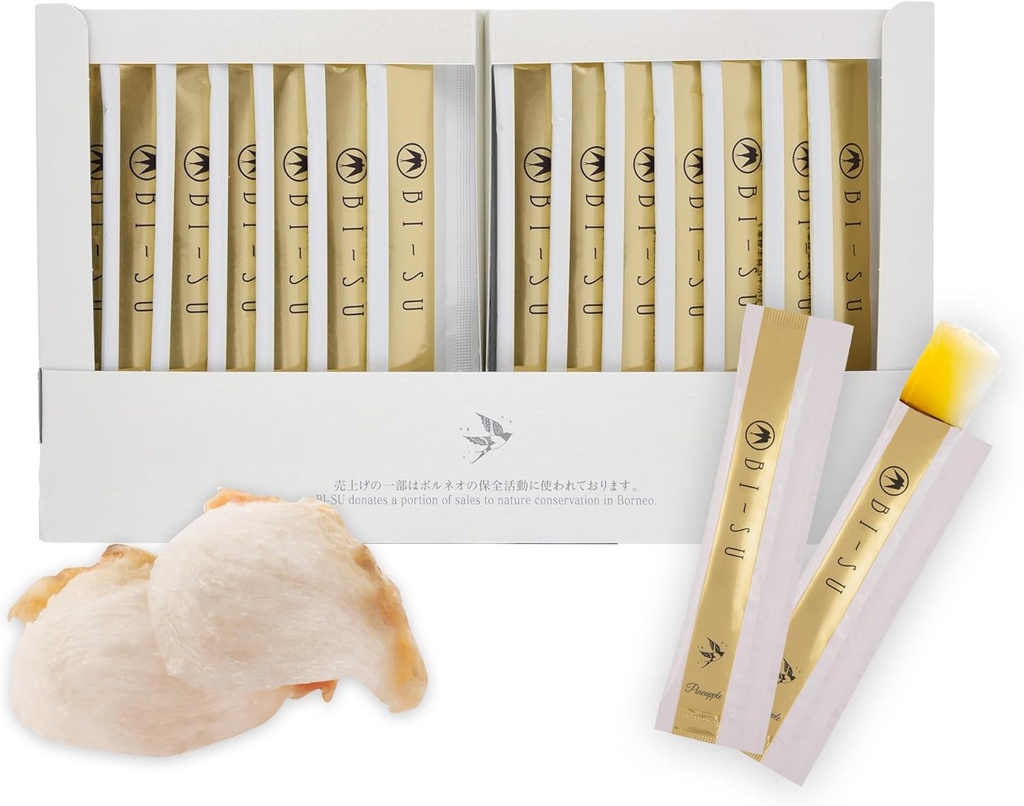 Estratto di gelatina BI-SU | Estratto di nidi di Swiftlet naturali, collagene, vitamina C, giapponese Skincare, anti-invecchiamento, mantiene l'elasticità della pelle, migliora il sistema immunitario, salute GI, aroma di ananas, 30 PCS