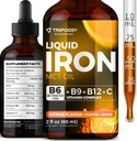 Supplément en fer liquide pour les femmes et les hommes - gouttes de fer avec B6, B9, B12, Vitamine C pour l'anémie, Constructeur de sang, Folate pour globule rouge et Imune support MCT huile (2 FL OZ, Cirtruc)