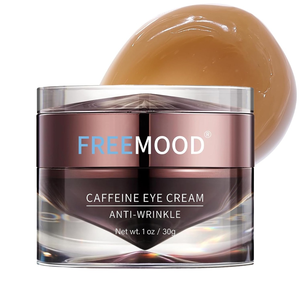 FREEMOOD Augencreme für dunkle Kreise, Anti-Aging unter Augencreme mit Koffein, Hyaluronsäure zu bekämpfen feine Linien,Hydrating Augenpflege Serum,1 fl.oz
