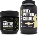 NutraBio Creatine Monohydrate, Unflavored, 150g und Whey Protein Isolate, Alpine Vanilla, Supplement Bundle - Muskelenergie, Lean Muskelwachstum, Erholung und Stärke