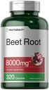 Horbäach Beet Wurzelpulver Kapseln 8000mg | 320 Pillen | Non-GMO, Glutenfreie Formel | Hohe Potenz Kräuterextrakt Ergänzung