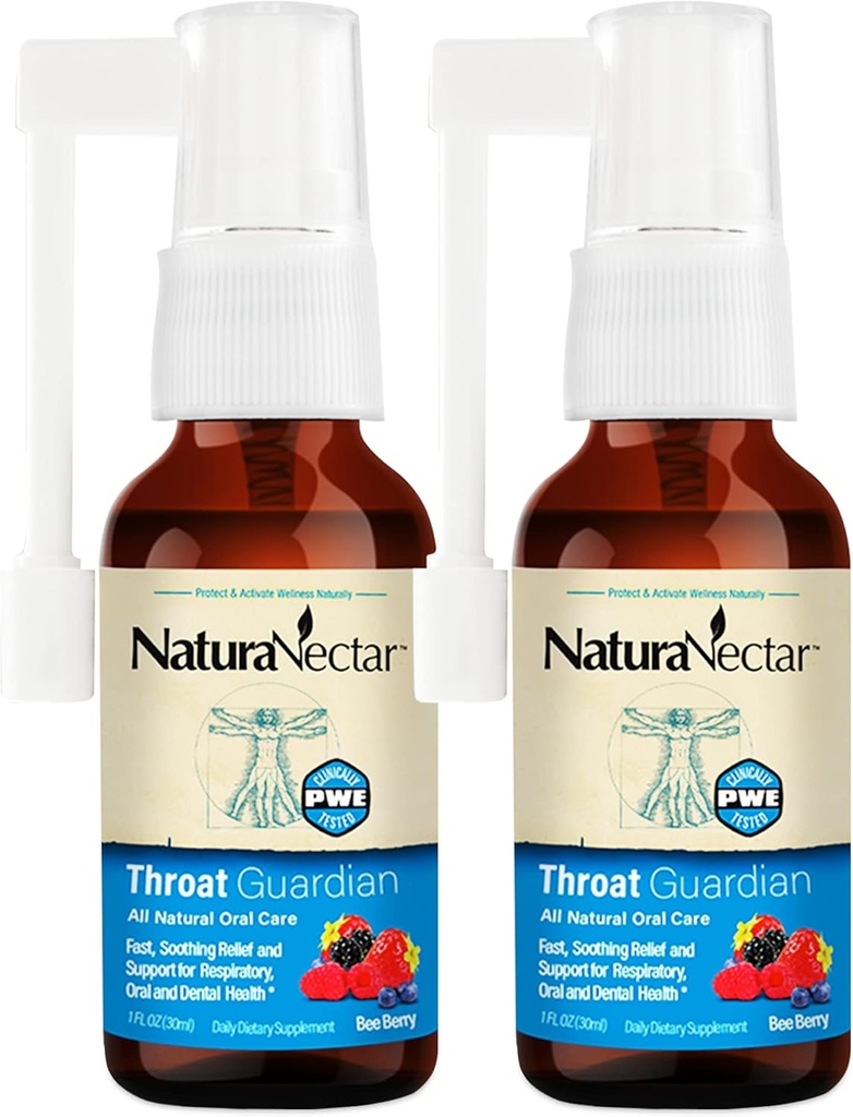 NaturaNectar - Bee Propolis Throat Spray - Einzigartig Throat Relief und Wellness Agent - Brazilian Bee Propolis Throat Guardian Spray - Ethical Beekeeping - Honey Bee Berry Flavor (2-Pack, 1.06 Fl Oz.)