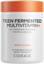 Supplément multivitamines pour adolescents – Vitamines et minéraux quotidiens pour adolescents garçons et filles – Formule alimentaire complète biologique avec oméga-3 et vitamines A à K - 60 capsules