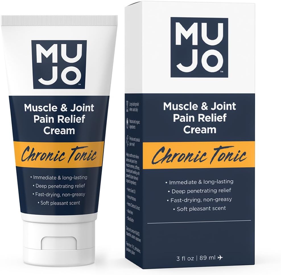 MUJO Chronic Tonic Muscle & Joint Pain Relief Cream - Fast-Acting, Long-Lasting Organic Ingredients - Deep Penetrating for Arthritis/Sprains - 3 fl oz