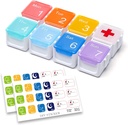 Medizin Organizer, DIY Reisen Weekly Pill Organizer Fall, Tägliche Pille Box/Container 7 Tage, Pill Dispenser/Container für Vitamin/Fish Oil (1 Time A Day, Rainbow)