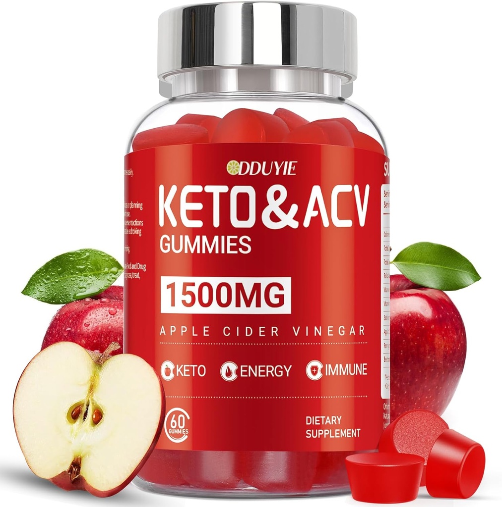 Brilhante Keto ACV Gummies - 1500mg Aceto di Sidro di Mele Gummies con Pomegranate Beetroot & Vitamina B12 B6 - per Uomo & Donna - OGM Free & Vegan - 60 Count