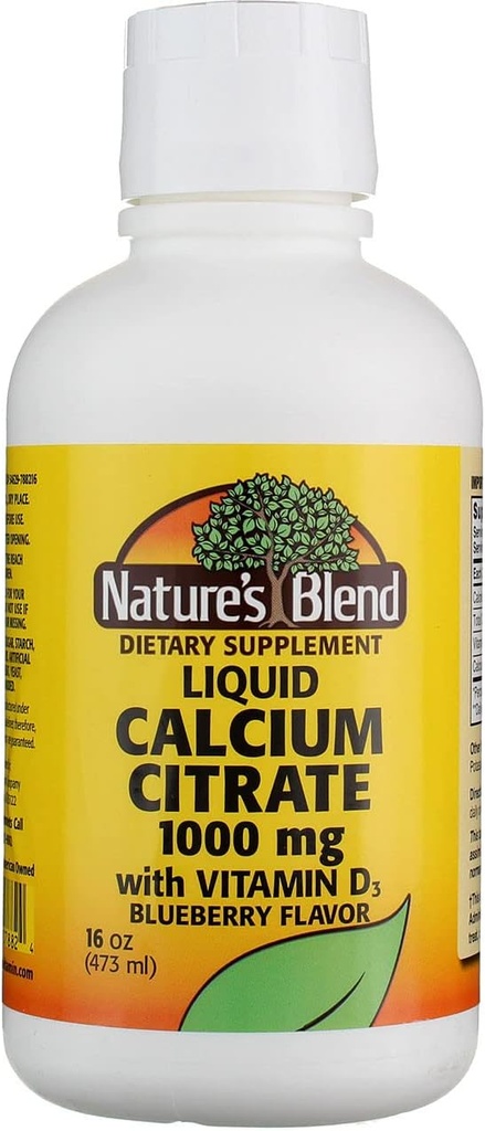 Citrato di calcio di miscela della natura con liquido aromatizzato D3 di mirtillo 16 oz ciascuno (pacchetto di 5)