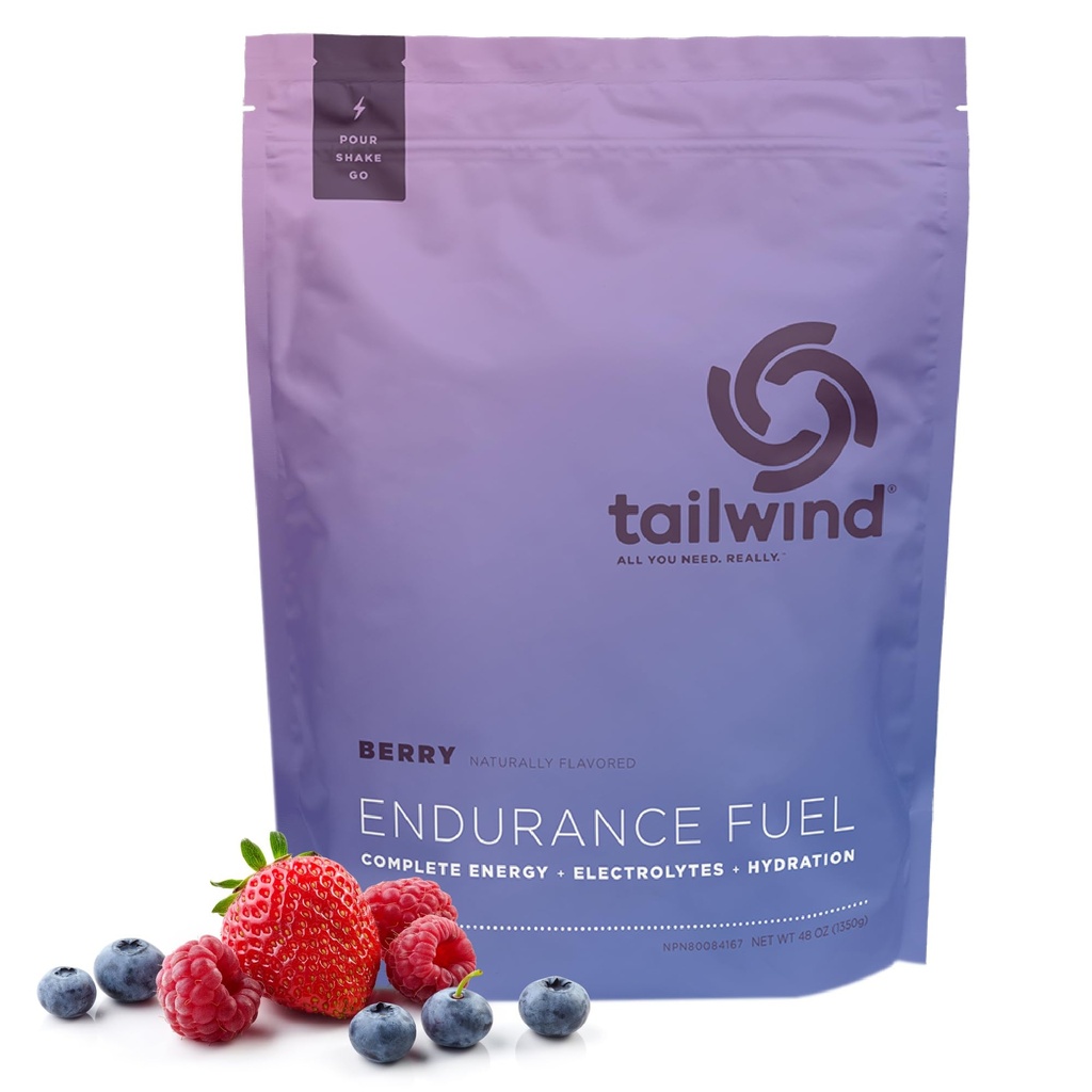 Tailwind Nutrition Endurance Fuel, Carbohydrate & Elektrolyte Sportgetränk Mix Powder, Gluten-Free, Vegan, Berry, 50 Portionen