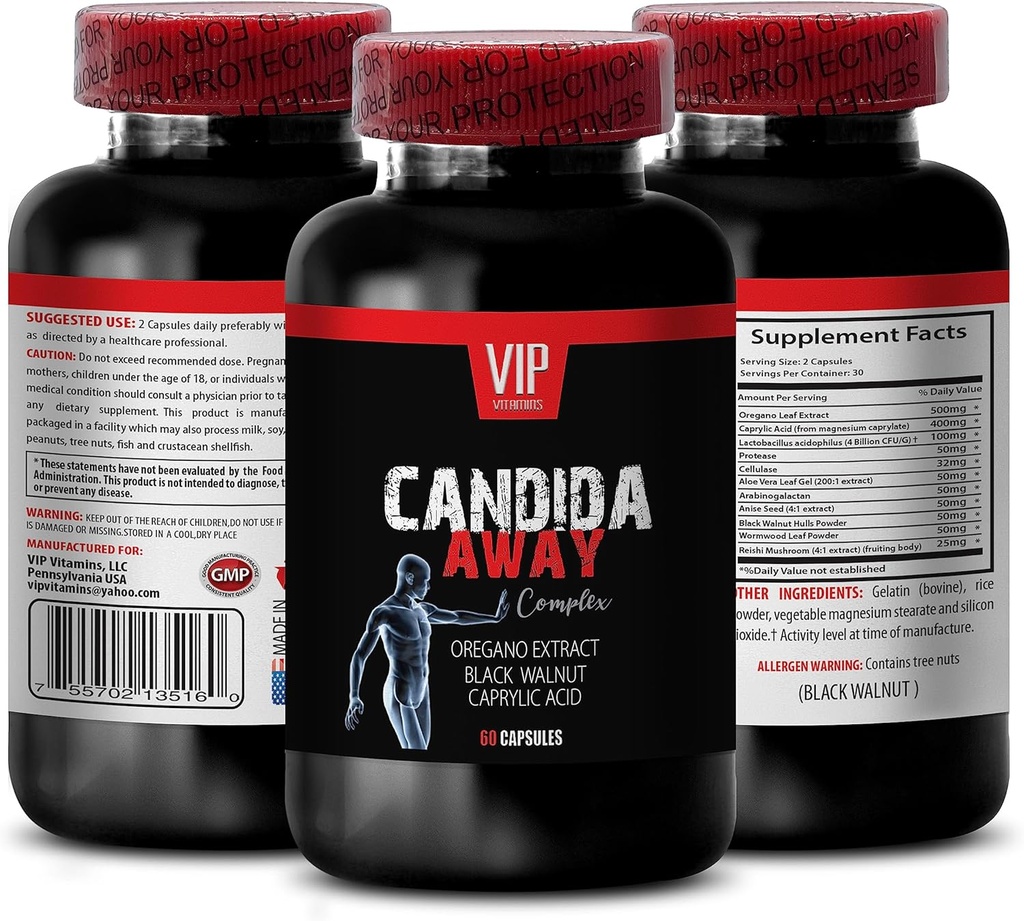 pulizia candida - CANDIDA AWAY - supporto pulizia candida, pulizia candida per gli uomini, supplemento pulizia candida, supporto candida, supporto pulizia candida per le donne, supporto al fegato 1 Bottiglia 60 Capsule